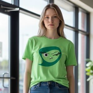 Green Graphic Winking Face Tee